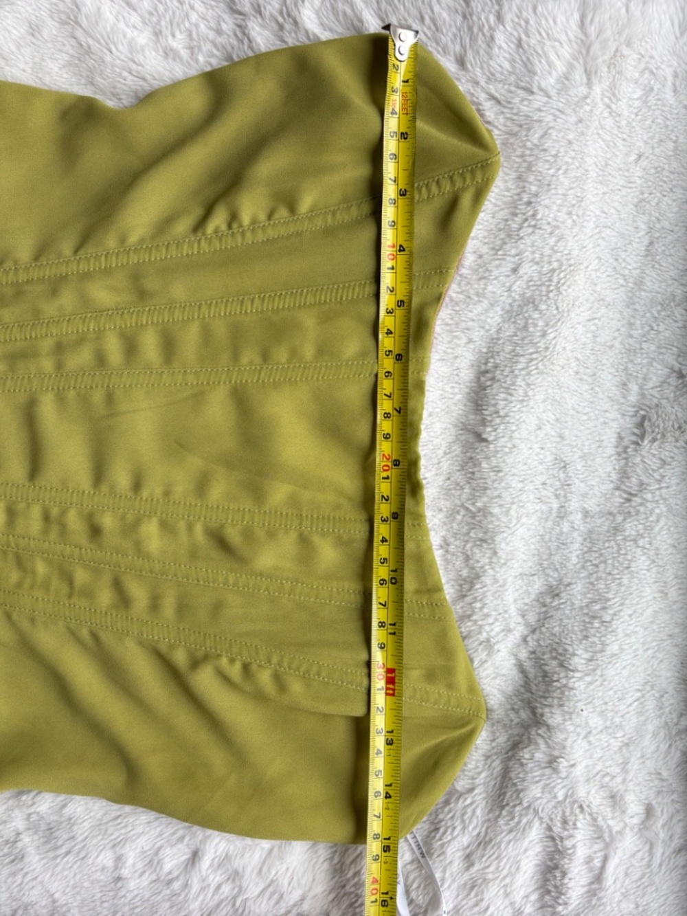 White Fox Boutique Lime Green Strapless Corset Ruched Mini Dress Size Medium - Picture 9 of 15